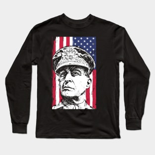 General Douglas MacArthur USA Flag Long Sleeve T-Shirt